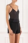 Ermanno Scervino Легкий черный топ из шифона с ажурным верхом - кружевные вставки. 90% шелк, 9% хлопок, 1% полиамид. Страна производитель: Италия. Уход: специализированная чистка - фото 3