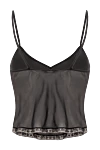 Легкий черный топ из шифона с ажурным верхом Ermanno Scervino - кружевные вставки. 90% шелк, 9% хлопок, 1% полиамид. Страна производитель: Италия. Уход: специализированная чистка - фото 6