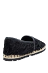 Women's black leather espadrilles with fur and crystals Ermanno Scervino - crystal pattern, leather edging. genuine leather. Insole: leather. Country of manufacture: Italy. Care: specialized cleaning - photo 4