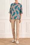 Блуза Dries Van Noten из вискозы бежевая Dries Van Noten - контрастный узор. вискоза, полиамид. Страна производитель: . Уход: специализированная чистка - фото 2