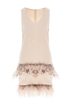 Brunello Cucinelli Платье без рукавов с перьевой юбкой пастельных оттенков - молния. украшение из перьев. 81% кашемир, 15% хлопок, 4% шелк. Страна производитель: Италия. Уход: специализированная чистка - фото 1
