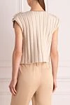 Cashmere top for women beige Brunello Cucinelli - V-neck, fancy pattern. 100% cashmere. Country of manufacture: Italy. Care: specialized cleaning - photo 4