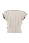 Cashmere top for women beige Brunello Cucinelli - V-neck, fancy pattern. 100% cashmere. Country of manufacture: Italy. Care: specialized cleaning - photo 6