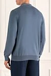 Men's long sleeve knit polo shirt with contrast piping (markdown) Brunello Cucinelli - Additional Features: Long Sleeves. Material: 100% Cotton. Buttons. Country of manufacture: Italy. Care: specialized cleaning - photo 4
