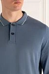 Brunello Cucinelli Men's long sleeve knit polo shirt with contrast piping (markdown) - Additional Features: Long Sleeves. Material: 100% Cotton. Buttons. Country of manufacture: Italy. Care: specialized cleaning - photo 5
