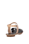 Women's leather sandals with black sole, beige Brunello Cucinelli - contrasting sole, textured leather. leather. buckle. Country of manufacture: Italy. Care: specialized cleaning - photo 4