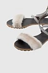 Brunello Cucinelli Women's leather sandals with fur and shiny stripe, brown - contrasting sole, fur, shiny stripe. leather. buckle. Country of manufacture: Italy. Care: specialized cleaning - photo 5