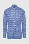 Barba Napoli Blue cotton shirt for men - blue and white flowers pattern. 100% cotton. Closure: buttons. Country of manufacture: Italy. Care: specialized cleaning - photo 1