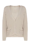 Casheart Cardigan made of cotton and polyamide gray for women - buttons. striped texture, V-collar. two side pockets. 70% cotton, 30% polyamide. Country of manufacture: Italy. Care: specialized cleaning - photo 1