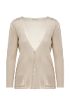 Casheart Beige cotton and polyamide cardigan for women - buttons. gold dusting, V-neck. two side pockets. 90% cotton, 10% polyamide. Country of manufacture: Italy. Care: specialized cleaning - photo 1