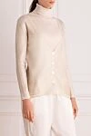 Casheart Beige cotton and polyamide cardigan for women - buttons. gold dusting, V-neck. two side pockets. 90% cotton, 10% polyamide. Country of manufacture: Italy. Care: specialized cleaning - photo 3