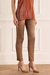 Casheart Beige pants for women - 55% cotton, 41% viscose, 4% elastane. Country of manufacture: Italy. Care: specialized cleaning - photo 3