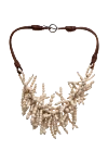 Brunello Cucinelli Beige leather necklace for women - beads. 100% genuine leather. carabiner. Country of manufacture: Italy. Care: specialized cleaning - photo 1