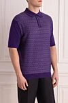 Cesare di Napoli Cotton and silk polo shirt purple for men - Embossed pattern. 90% cotton, 10% silk. Buttons. Country of manufacture: Italy. Care: specialized cleaning - photo 3