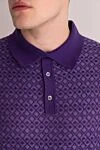 Cesare di Napoli Cotton and silk polo shirt purple for men - Embossed pattern. 90% cotton, 10% silk. Buttons. Country of manufacture: Italy. Care: specialized cleaning - photo 5