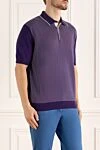 Cesare di Napoli Cotton polo purple for men - Contrasting lines on the collar, embossed pattern. 100% cotton. Buttons. Country of manufacture: Italy. Care: specialized cleaning - photo 3