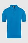 Cesare di Napoli Blue cotton and silk polo shirt for men - 55% cotton, 45% silk. Buttons. Country of manufacture: Italy. Care: specialized cleaning - photo 1