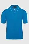 Cesare di Napoli Blue cotton and silk polo shirt for men - 55% cotton, 45% silk. Buttons. Country of manufacture: Italy. Care: specialized cleaning - photo 1