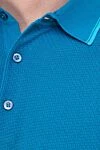 Cesare di Napoli Blue cotton and silk polo shirt for men - 55% cotton, 45% silk. Buttons. Country of manufacture: Italy. Care: specialized cleaning - photo 5