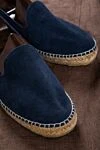 Manebi Blue suede espadrilles for men - edging from a wicker platform. leather interior, top height 8 cm. 100% suede. Insole: leather. Country of manufacture: Italy. Care: specialized cleaning - photo 7