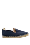 Manebi Blue suede espadrilles for men - edging from a wicker platform. leather interior, top height 8 cm. 100% suede. Insole: leather. Country of manufacture: Italy. Care: specialized cleaning - photo 1