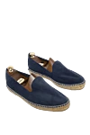 Manebi Blue suede espadrilles for men - edging from a wicker platform. leather interior, top height 8 cm. 100% suede. Insole: leather. Country of manufacture: Italy. Care: specialized cleaning - photo 3