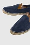 Manebi Blue suede espadrilles for men - edging from a wicker platform. leather interior, top height 8 cm. 100% suede. Insole: leather. Country of manufacture: Italy. Care: specialized cleaning - photo 5