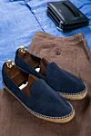 Blue suede espadrilles for men Manebi - edging from a wicker platform. leather interior, top height 8 cm. 100% suede. Insole: leather. Country of manufacture: Italy. Care: specialized cleaning - photo 6