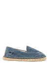 Manebi Blue canvas espadrilles for men - woven straw edging. leather interior, shaft height 8 cm. 100% canvas. Insole: leather. Country of manufacture: Italy. Care: specialized cleaning - photo 1