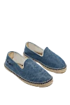 Manebi Espadrilles suede blue for men - braided straw trim. leather interior, top height 8 cm. 100% suede. Insole: leather. Country of manufacture: Italy. Care: specialized cleaning - photo 3