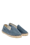 Manebi Blue canvas espadrilles for men - woven straw edging. leather interior, shaft height 8 cm. 100% canvas. Insole: leather. Country of manufacture: Italy. Care: specialized cleaning - photo 3