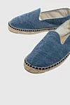 Manebi Espadrilles suede blue for men - braided straw trim. leather interior, top height 8 cm. 100% suede. Insole: leather. Country of manufacture: Italy. Care: specialized cleaning - photo 5