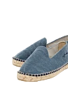 Manebi Blue canvas espadrilles for men - woven straw edging. leather interior, shaft height 8 cm. 100% canvas. Insole: leather. Country of manufacture: Italy. Care: specialized cleaning - photo 5