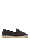 Manebi Men's gray suede espadrilles - woven straw edging. leather interior, shaft height 8 cm, lacing closure. 100% suede. Insole: leather. Country of manufacture: Italy. Care: specialized cleaning - photo 1