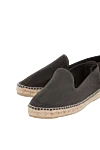 Manebi Men's gray suede espadrilles - woven straw edging. leather interior, shaft height 8 cm, lacing closure. 100% suede. Insole: leather. Country of manufacture: Italy. Care: specialized cleaning - photo 5