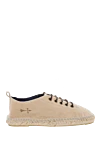 Manebi Beige canvas espadrilles for men - logo embroidery, woven straw edging. interior trim leather, top height 8 cm, lacing closure. 100% canvas. Insole: leather. Country of manufacture: Italy. Care: specialized cleaning - photo 1