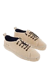 Manebi Beige canvas espadrilles for men - logo embroidery, woven straw edging. interior trim leather, top height 8 cm, lacing closure. 100% canvas. Insole: leather. Country of manufacture: Italy. Care: specialized cleaning - photo 3