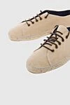 Manebi Beige canvas espadrilles for men - logo embroidery, woven straw edging. interior trim leather, top height 8 cm, lacing closure. 100% canvas. Insole: leather. Country of manufacture: Italy. Care: specialized cleaning - photo 5