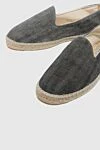 Manebi Espadrilles canvas gray for men - logo embroidery, woven straw edging. leather interior trim, top height 8 cm,. 100% canvas. Insole: leather. Country of manufacture: Italy. Care: specialized cleaning - photo 5