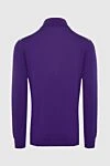 Men's jumper with a high stand-up collar made of wool, purple Cesare di Napoli - Combination of two colors, small check pattern. 100% wool. Closure: Zipper. Country of manufacture: Italy. Care: specialized cleaning - photo 6