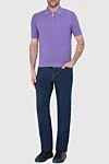 Cotton polo purple for men Cesare di Napoli - 100% cotton. Closure: Zipper. Country of manufacture: Italy. Care: specialized cleaning - photo 2