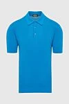 Cesare di Napoli Blue cotton polo for men - Embossed pattern. 100% cotton. Closure: Buttons. Country of manufacture: Italy. Care: specialized cleaning - photo 1