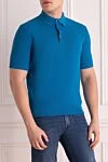 Cesare di Napoli Blue cotton polo for men - Embossed pattern. 100% cotton. Closure: Buttons. Country of manufacture: Italy. Care: specialized cleaning - photo 3