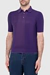 Cesare di Napoli Cotton polo purple for men - Embossed pattern. 100% cotton. Closure: Buttons. Country of manufacture: Italy. Care: specialized cleaning - photo 3