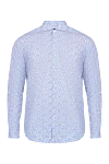 Orian Blue cotton shirt for men - small flower pattern. 100% cotton. Closure: buttons. Country of manufacture: Italy. Care: specialized cleaning - photo 1