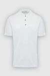 Cortigiani Polo made of cotton white for men - Embossed pattern. 100% cotton. Buttons. Country of manufacture: Italy. Care: specialized cleaning - photo 1