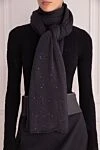 Black cotton and linen scarf for women Panicale - sequins. 93% cotton, 7% linen. Country of manufacture: Italy. Care: specialized cleaning - photo 2