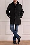 Black men's sheepskin coat made of lambskin and fur Gallotti - Fur Collar. 100% lambskin, 100% natural fur. Buttons. Inner pockets. Lining: Fur. Country of manufacture: Italy. Care: specialized cleaning - photo 2
