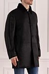 Gallotti Black men's sheepskin coat made of lambskin and fur - Fur Collar. 100% lambskin, 100% natural fur. Buttons. Inner pockets. Lining: Fur. Country of manufacture: Italy. Care: specialized cleaning - photo 3