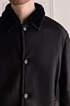 Gallotti Black men's sheepskin coat made of lambskin and fur - Fur Collar. 100% lambskin, 100% natural fur. Buttons. Inner pockets. Lining: Fur. Country of manufacture: Italy. Care: specialized cleaning - photo 5